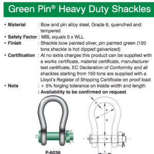 Green Pin Heavy Duty Shackles available at Badger Brands
