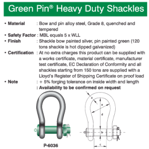 Green Pin Heavy duty Shackles available at Badger Brands