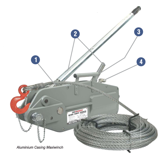 Maxiwinch Wire rope winches available at Badger Brands